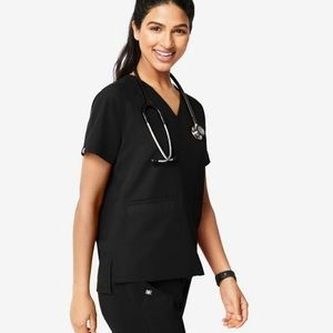 Figs Large Black Delmas Scrub Top